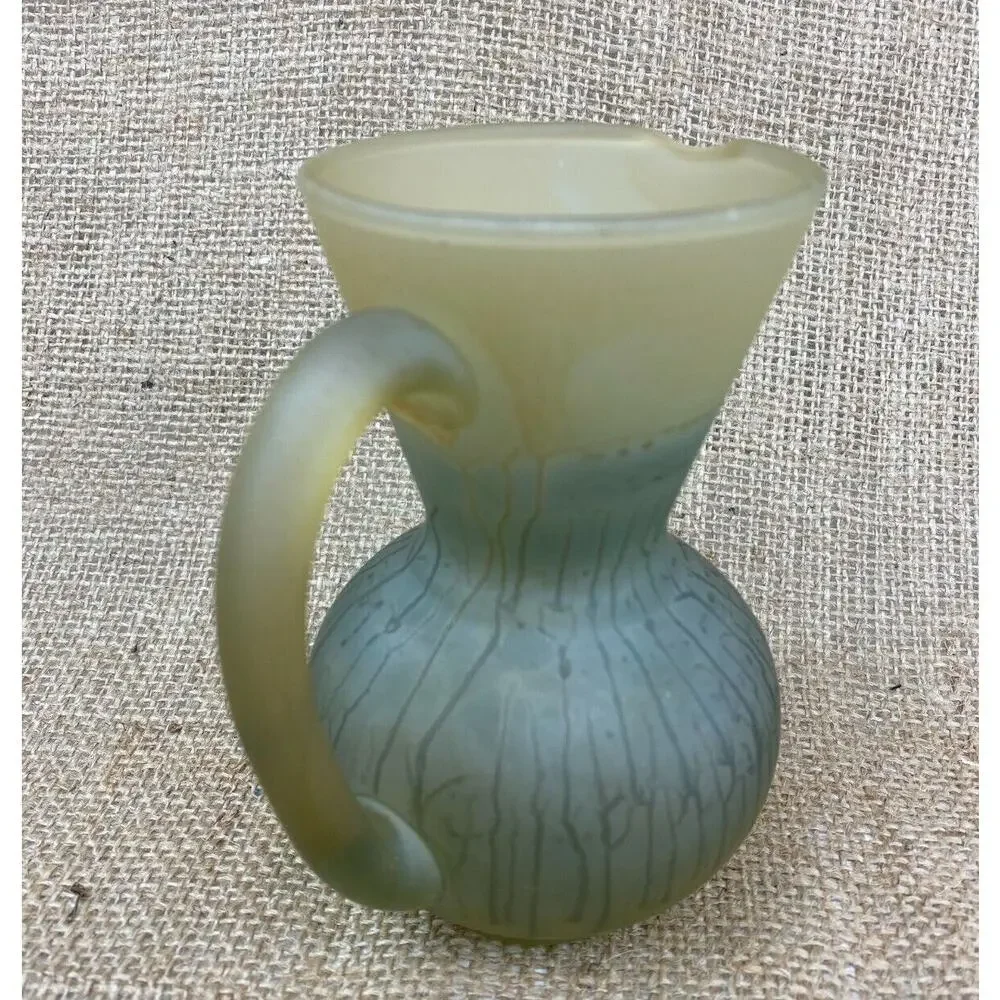 Al Rama Israel Small Hour Glass Pitcher Frosted Art Glass